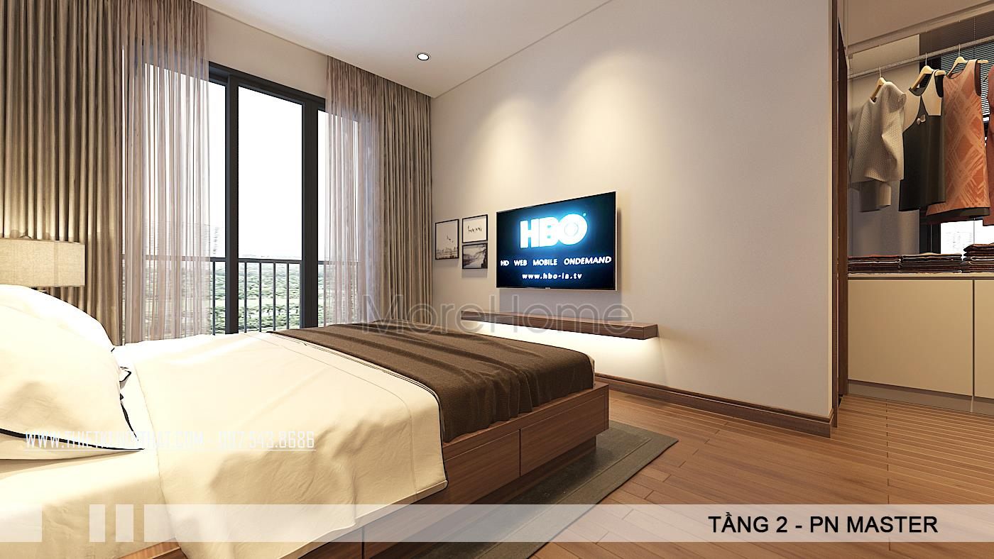 Thiết kế nội thất phòng ngủ biệt thư Vinhome Thăng Long, Hoài Đức, Hà Nội
